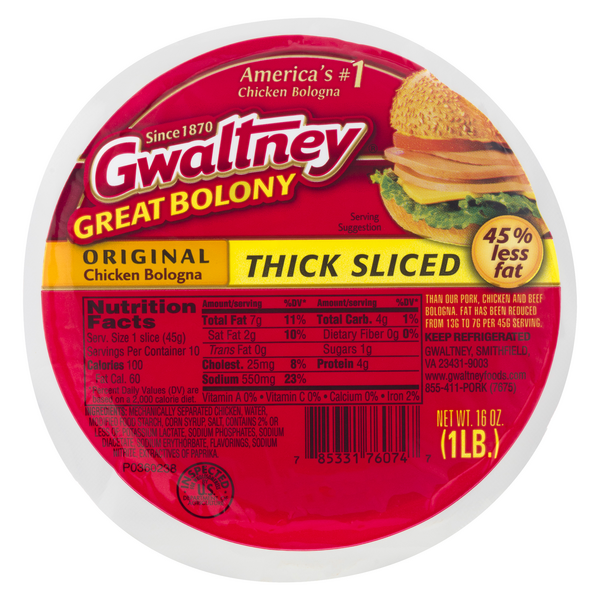 Save on Gwaltney Chicken Bologna Original Thick Sliced Order Online
