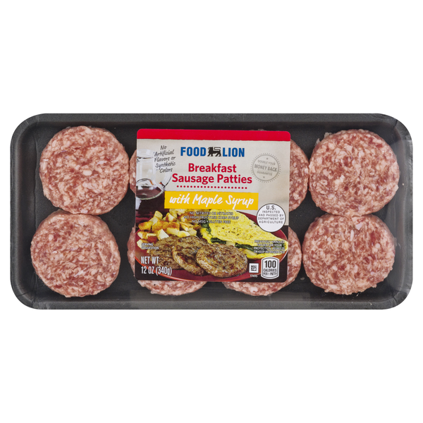 Food Lion Maple Syrup Breakfast Sausage Patties - 8 ct
