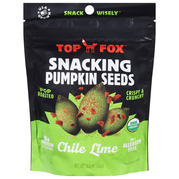 Top Fox Pop-Roasted Chile-Lime Pumpkin Seeds