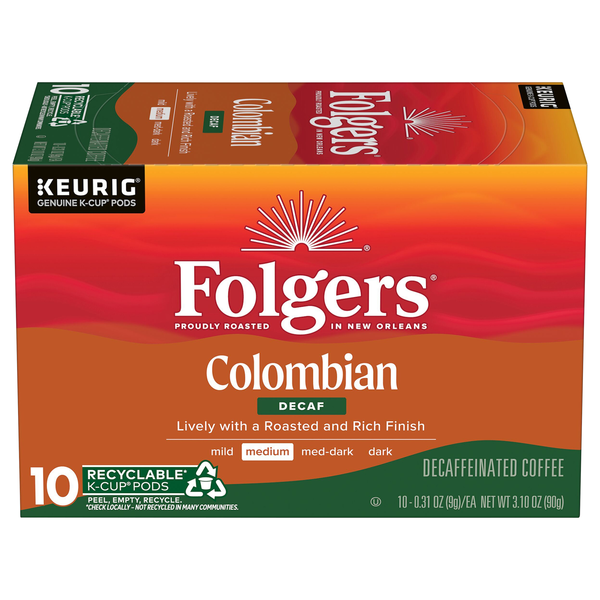 Folgers Decaffeinated Colombian Medium Roast Coffee K-Cup Pods