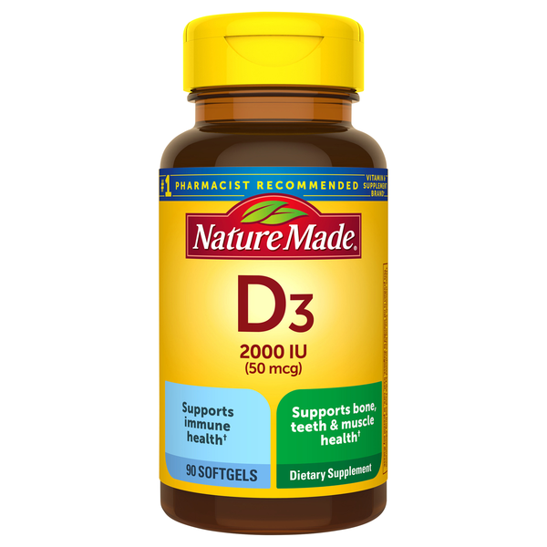 Nature Made Vitamin D3 2000 IU Dietary Supplement Softgels
