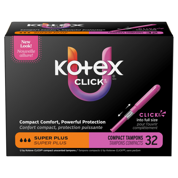 U by Kotex Click Unscented Super Plus Compact Tampons