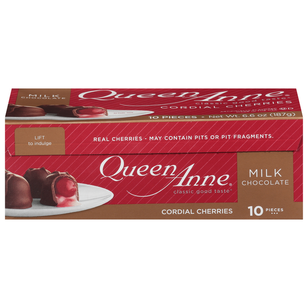 Queen Anne Milk Chocolate Covered Cordial Cherries Candy - 10 ct