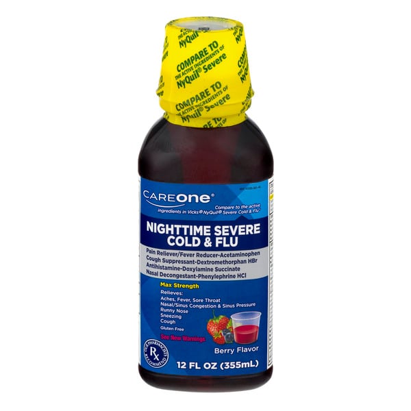 CareOne Nitetime Severe Cold & Flu Berry Flavor Liquid