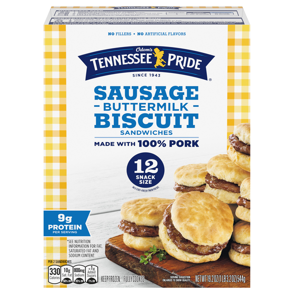 Odom's Tennessee Pride Snack Size Sausage & Buttermilk Biscuits - 12 ct