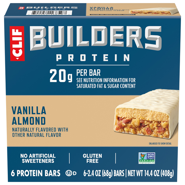 CLIF Builders Gluten Free Vanilla Almond 20g Protein Bars - 6 ct