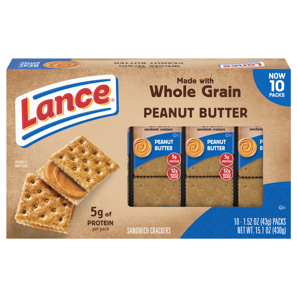 Lance Whole Grain Peanut Butter Sandwich Crackers - 10 ct