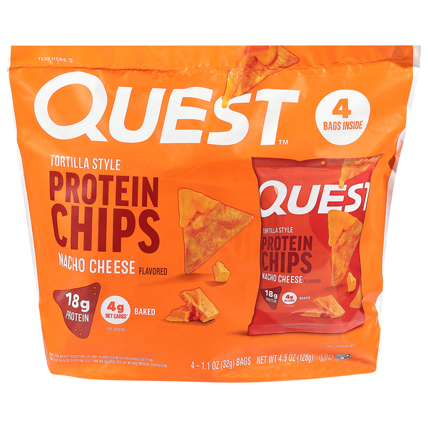 Quest Gluten Free Nacho Cheese 18g Tortilla Style Protein Chips - 4 ct