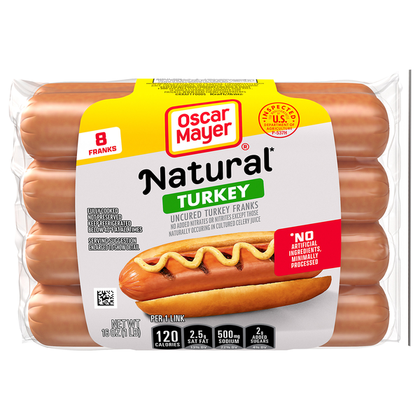 Oscar Mayer Natural Uncured Turkey Franks - 8 ct