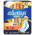Always Maxi Size 4 Unscented Overnight Pads with Wings