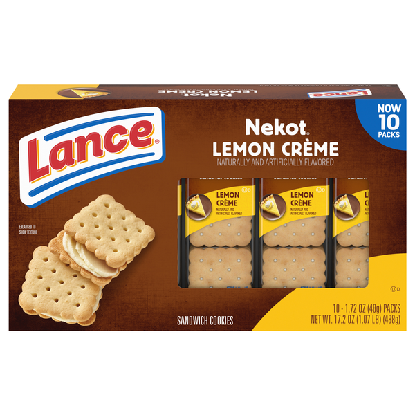 Lance Nekot Lemon Creme Sandwich Cookie Packs - 10 ct