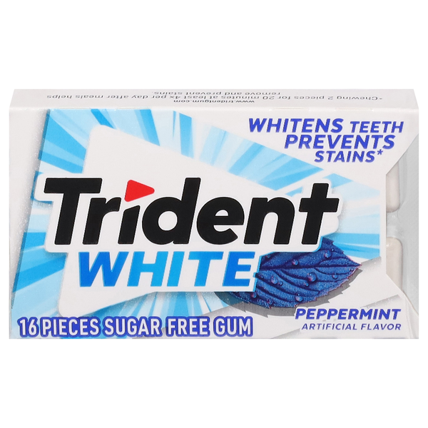 Trident White Sugar Free Peppermint Flavored Gum
