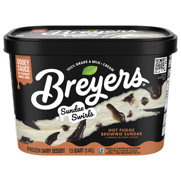 Breyers Sundae Swirls Hot Fudge Brownie Sundae Frozen Dairy Dessert