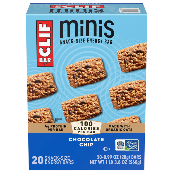 CLIF Minis Organic Chocolate Chip Snack Size Energy Bars - 20 ct
