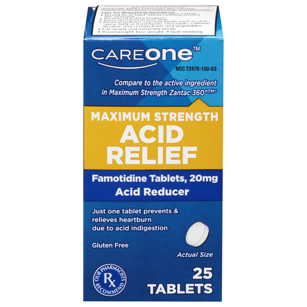 CareOne Acid Reducer Famotidine 20 mg Tablets Maximum Strength Gluten Free