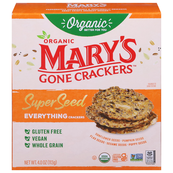 Mary's Gone Crackers Organic Gluten Free Super Seed Everything Crackers