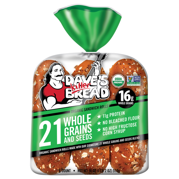 Dave's Killer Bread Organic 21 Whole Grains & Seeds Sandwich Rolls - 6 ct