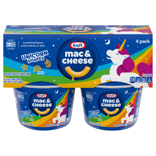 Kraft Unicorn Shapes Mac & Cheese Dinner Microwaveable Cup - 4 ct