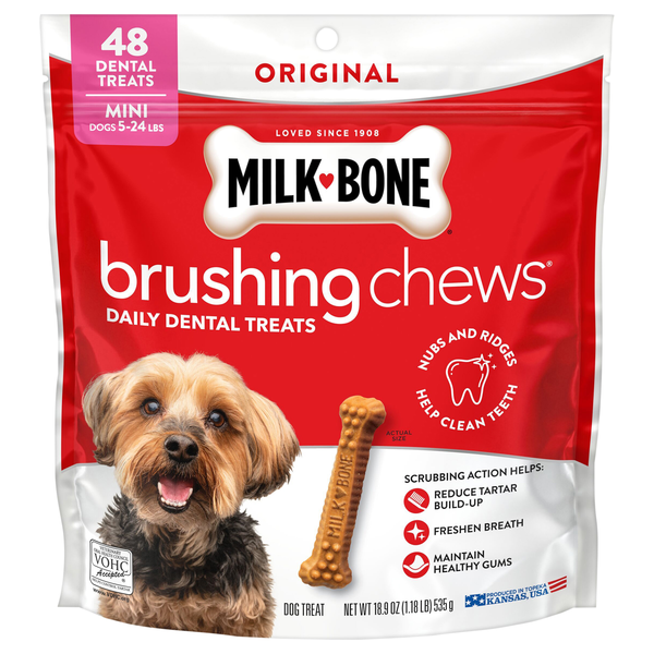 Milk-Bone Brushing Chews Chicken Flavor Mini Dental Dog Treat - 48 ct