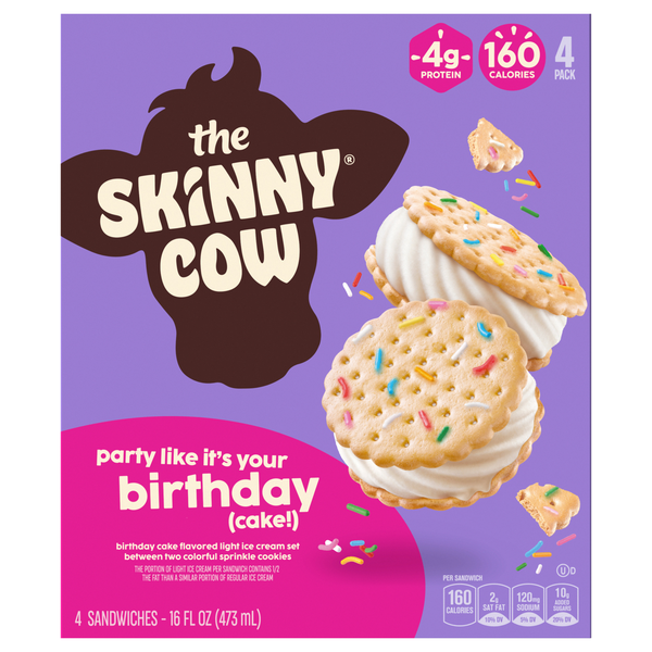 Skinny Cow Birthday Cake Light Ice Cream Sandwiches - 4 ct