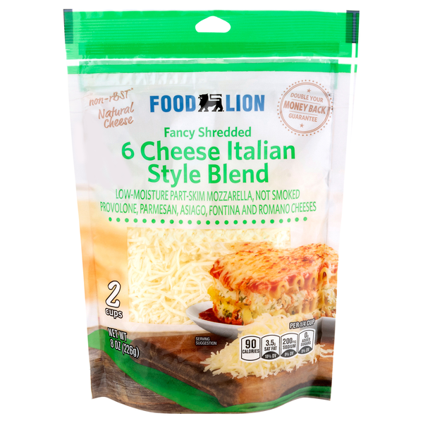 Food Lion 6 Cheese Italian Style Fancy Shredded Cheese Blend