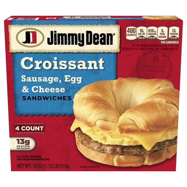 Jimmy Dean Sausage Egg & Cheese Croissant Sandwiches - 4 ct