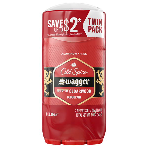 Old Spice Swagger Cedarwood Scent Aluminum Free Deodorant Stick 3 oz/2 ct