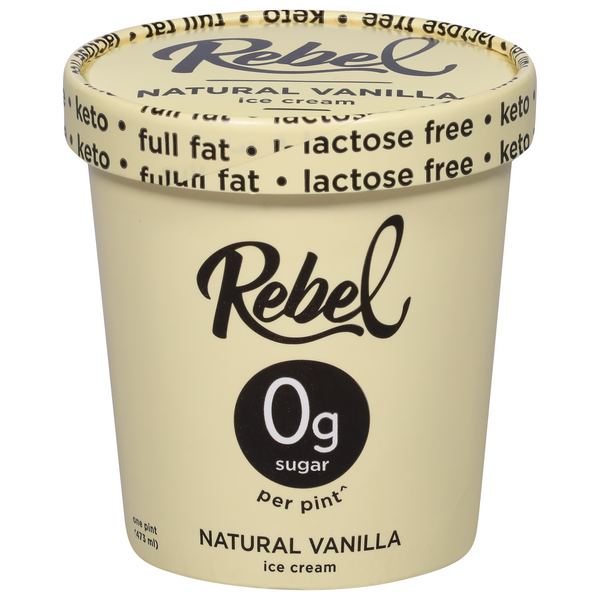 Rebel Lactose Free Keto 0g Sugar Natural Vanilla Ice Cream