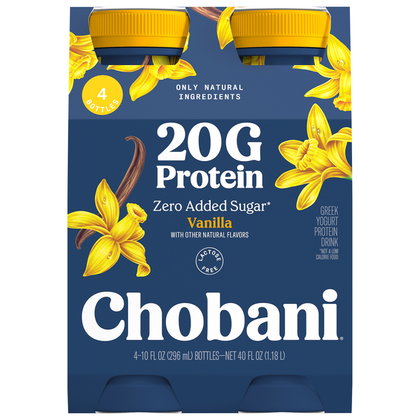 Chobani 20g Protein No Added Sugar Vanilla Greek Yogurt Drink - 4 pk