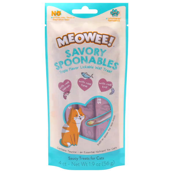 Meowee! Savory Spoonables Triple Flavor Lickable Cat Treats - 4 ct