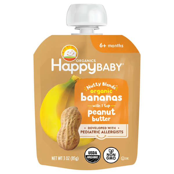 Happy Baby Organics Nutty Blends Baby Food Bananas with Peanut Butter