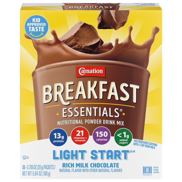 Carnation Breakfast Essentials Light Start Milk Chocolate Drink Mix - 8 ct