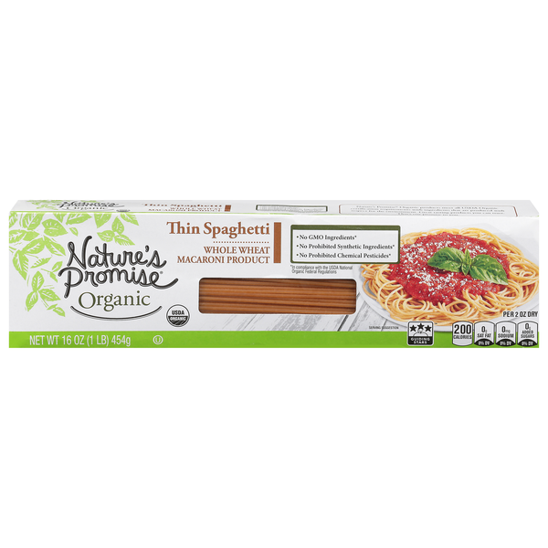 Nature's Promise Organic Whole Grain Whole Wheat Thin Spaghetti Pasta