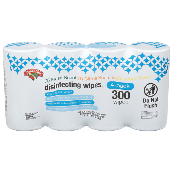 Hannaford Disinfecting Wipes 75 ct ea - 4 pk