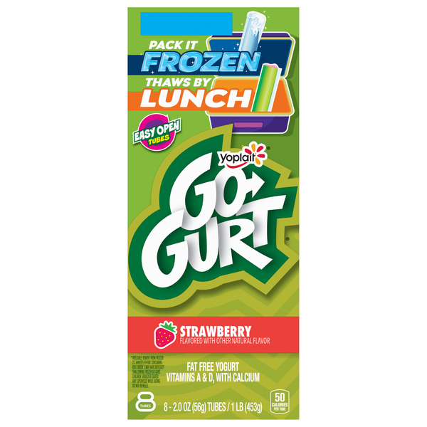 Yoplait Go-GURT Fat Free Strawberry Yogurt Tubes - 8 ct