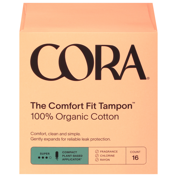 Save on Cora Cotton Super Tampons with Compact Applicators Organic
