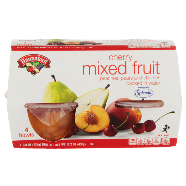 Hannaford Cherry Mixed Fruit in Water Sweetened with Splenda - 4 ct