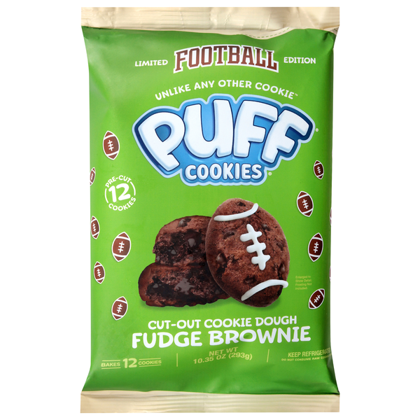 Puff Cookies Limited Edition Football Fudge Brownie Cookie Dough - 12 ct