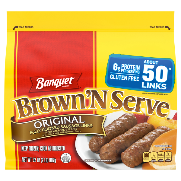 Banquet Brown 'N Serve Original Breakfast Sausage Links - apx 50 ct Frozen