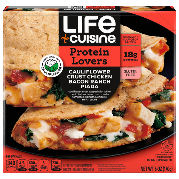 Save on Life Cuisine Cauliflower Crust Chicken Bacon Ranch Piada Order