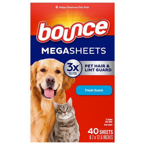 Bounce Pet Hair & Lint Guard Dryer Sheets Mega Fresh Scent
