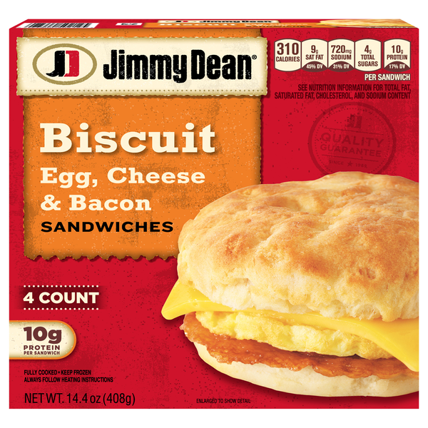 Jimmy Dean Egg Cheese & Bacon Biscuit Sandwiches - 4 ct