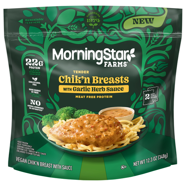 Morningstar Farms Tender Chik'n Breasts with Garlic Herb Sauce Frozen