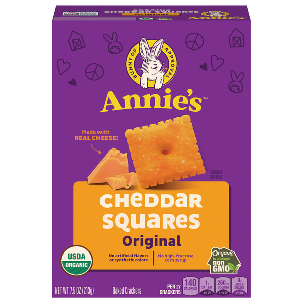 Annie's Organic Cheddar Cheese Squares Baked Crackers