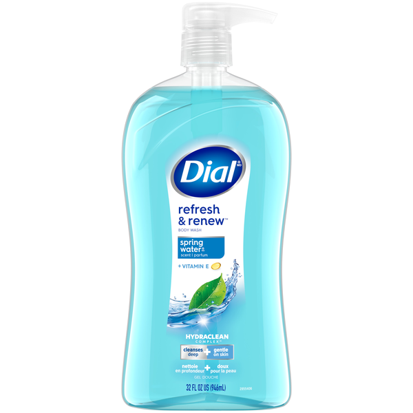 Dial Refresh & Renew Spring Water + Vitamin E Body Wash Pump
