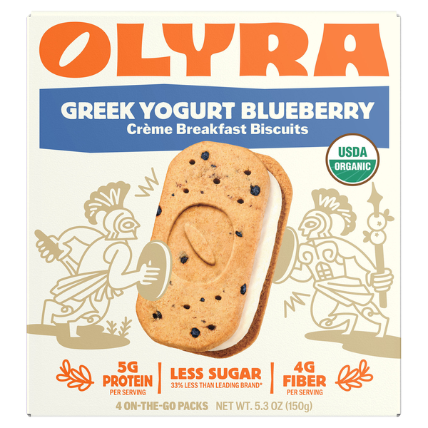 Olyra Organic Greek Yogurt Blueberry Breakfast Bars Biscuits - 4 ct