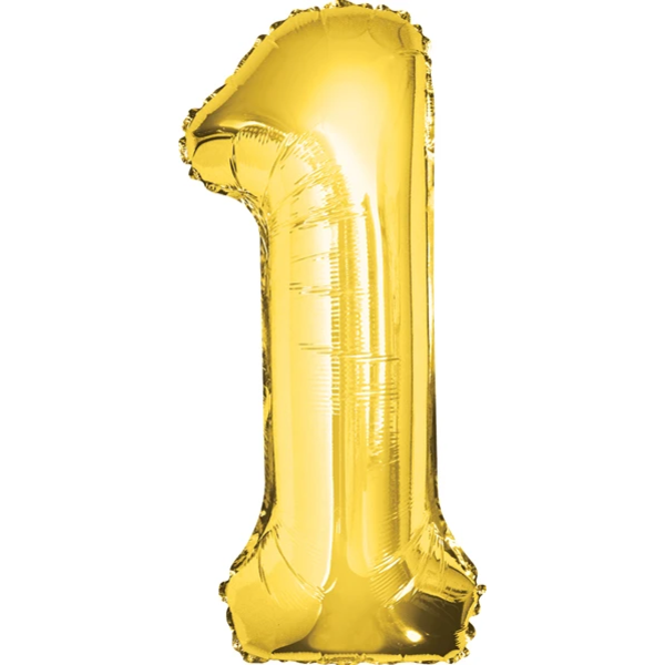 Shape Number 1 Gold Helium-Filled Balloon