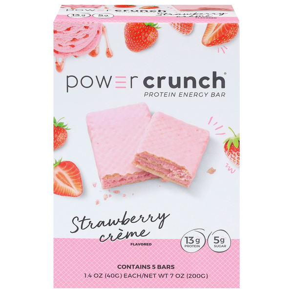 Power Crunch Strawberry Creme Flavored Protein Energy Bars - 5 ct