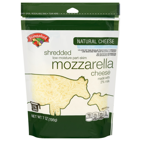 Hannaford Natural Reduced Fat Shredded Part Skim Mozzarella Cheese