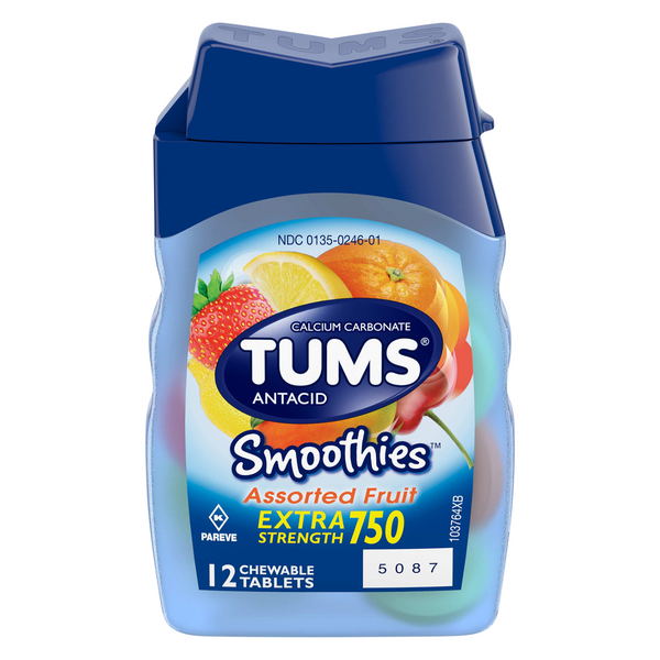 TUMS Smoothies Antacid Calcium Carbonate Extra Strength 750 Assorted Fruit